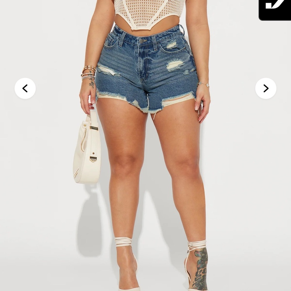 Fashion Nova Blue Distressed Jean Shorts